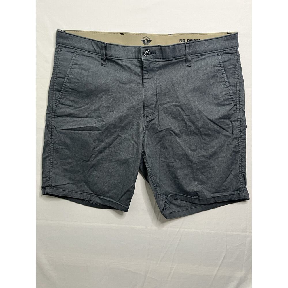 Dockers Flex Comfort Mens 38 Gray Chino Shorts Flat Front Casual Stretch